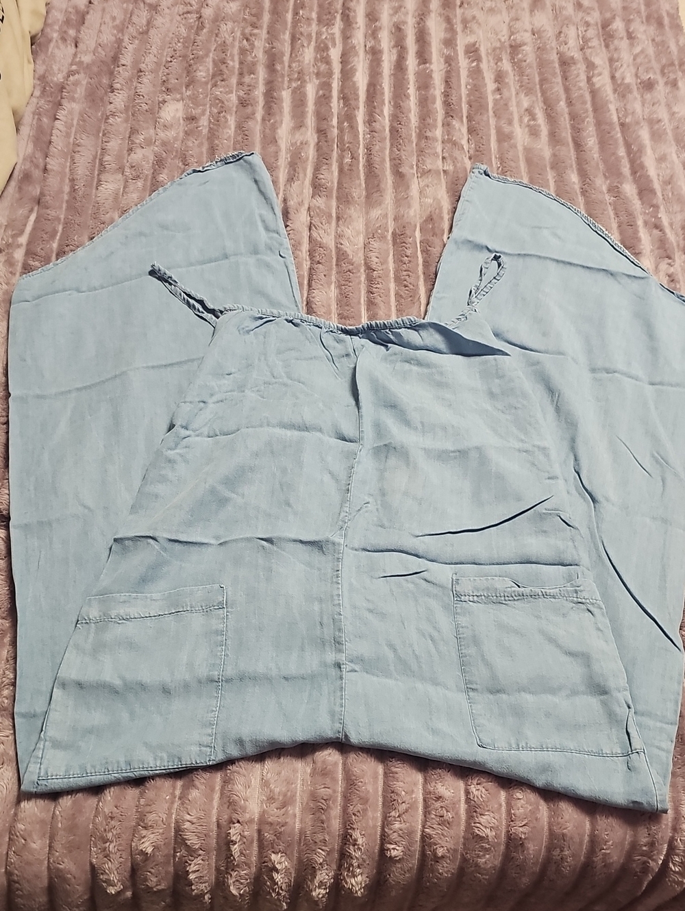Light Blue Jean Jumpsuit with Front Pockets